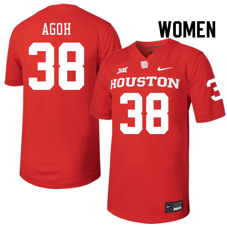 Women #38 Ikenna Agoh Houston Cougars College Football Jerseys Stitched-Red